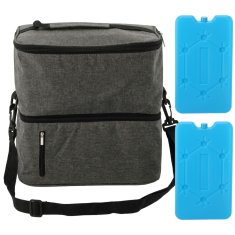 GARDEN LINE Siva, prostorna termo torba 26,5x17,5x27cm 13L z dvema hladilnima vložkoma, izolirana torba za malico
