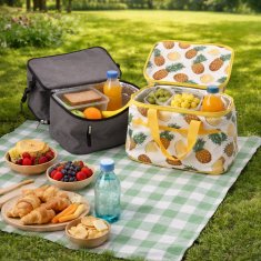 GARDEN LINE Siva, prostorna termo torba 26,5x17,5x27cm 13L z dvema hladilnima vložkoma, izolirana torba za malico