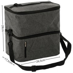 GARDEN LINE Siva, prostorna termo torba 26,5x17,5x27cm 13L z dvema hladilnima vložkoma, izolirana torba za malico