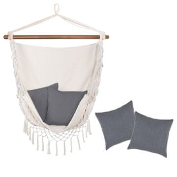 Springos Udoben Viseči Stol 130x100 cm Sivo-Bela SPRINGOS BORGO II