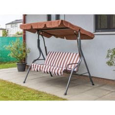 Happy Green Vrtna gugalnica PANAMA za 3 osebe, rjave črte, kovinska konstrukcija, 220 kg