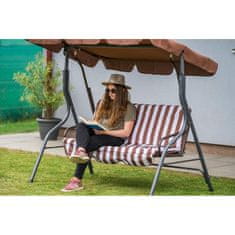 Happy Green Vrtna gugalnica PANAMA za 3 osebe, rjave črte, kovinska konstrukcija, 220 kg
