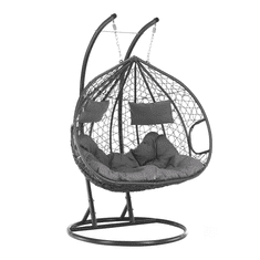 eoshop Viseči dvojni stol DALVEA 2 NEW, sivo, umetni ratan, nosilnost 200 kg