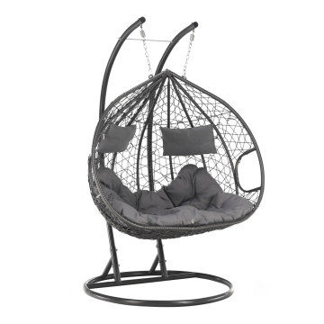 eoshop Viseči dvojni stol DALVEA 2 NEW, sivo, umetni ratan, nosilnost 200 kg