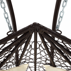 eoshop Viseči dvojni vrtni stol z stojalom, ratan, rjav/krem, nosilnost 200 kg DALVEA 2 NEW