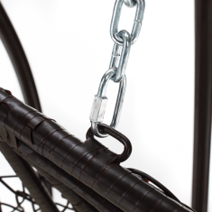 eoshop Viseči dvojni vrtni stol z stojalom, ratan, rjav/krem, nosilnost 200 kg DALVEA 2 NEW