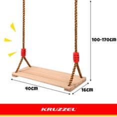 Kruzzel Lesena Gugalnica za Otroke z Nastavljivo Višino - KRUZZEL