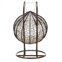 eoshop Viseči dvojni fotelj DALVEA 2 NEW z stojalom, ratan, 200 kg, krem blazina