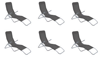 IWHOME SIVI Zložljivi Vrtni Ležalnik SIESTA, Set 6 kosov, Jeklena Konstrukcija