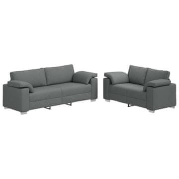 Vidaxl Kavč 2 pcs Temno siva 219 x 80 x 82 cm blago