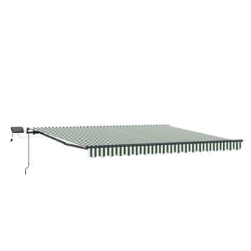 Vidaxl Vlečna tenda Zelena in Bela 450 × 300 cm Tkanina in aluminij