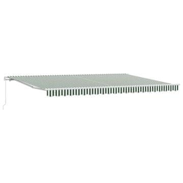 Vidaxl Vlečna tenda Zelena in Bela 500 × 300 cm Poliester in aluminij