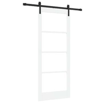 Vidaxl Drsna vrata ORKDAL Bela 83 x 202 cm Trden borov les in steklo