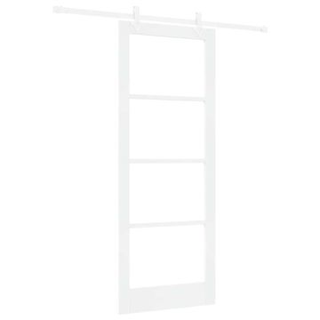 Vidaxl Drsna vrata Bela 83 x 211 cm Trden borov les in steklo