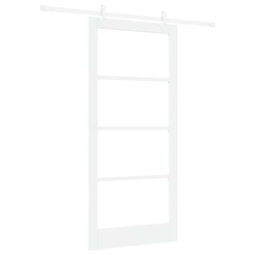 Vidaxl Drsna vrata Bela 93 x 202 cm Trden borov les in steklo