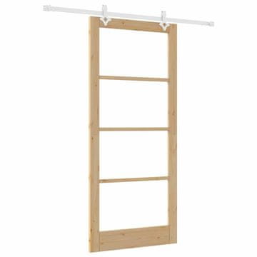 Vidaxl Drsna vrata Naravna 93 x 211 cm Trden borov les in steklo