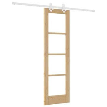 Vidaxl Drsna vrata Naravna 61 x 198,5 cm Trden borov les in steklo