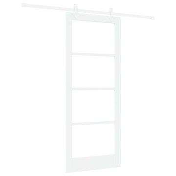 Vidaxl Drsna vrata Bela 83 x 202 cm Trden borov les in steklo