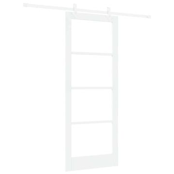 Vidaxl Drsna vrata Bela 83 x 211 cm Trden borov les in steklo