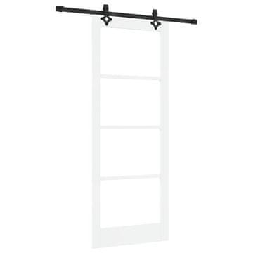 Vidaxl Drsna vrata Bela 83 x 211 cm Trden borov les in steklo