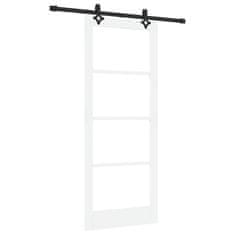 Vidaxl Drsna vrata Bela 83 x 202 cm Trden borov les in steklo