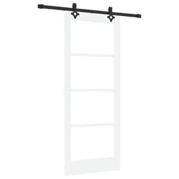 Vidaxl Drsna vrata Bela 83 x 202 cm Trden borov les in steklo