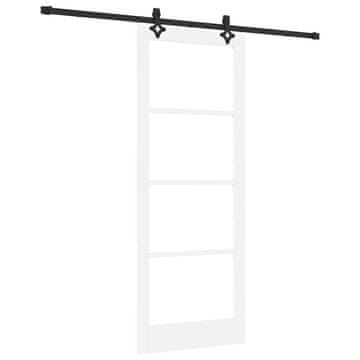 Vidaxl Drsna vrata Bela 83 x 211 cm Trden borov les in steklo