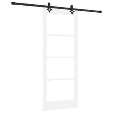Vidaxl Drsna vrata Bela 83 x 202 cm Trden borov les in steklo