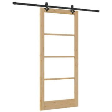 Vidaxl Drsna vrata Naravna 93 x 211 cm Trden borov les in steklo