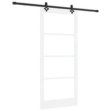 Vidaxl Drsna vrata Bela 93 x 211 cm Trden borov les in steklo