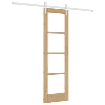 Vidaxl Drsna vrata Naravna 61 x 198,5 cm Trden borov les in steklo