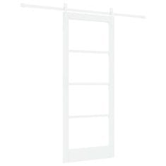 Vidaxl Drsna vrata Bela 83 x 202 cm Trden borov les in steklo