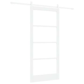 Vidaxl Drsna vrata Bela 93 x 202 cm Trden borov les in steklo