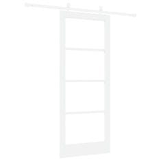 Vidaxl Drsna vrata Bela 83 x 202 cm Trden borov les in steklo