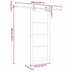 Vidaxl Drsna vrata Bela 83 x 202 cm Trden borov les in steklo