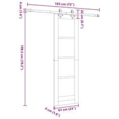 Vidaxl Drsna vrata Bela 61 x 198,5 cm Trden borov les in steklo