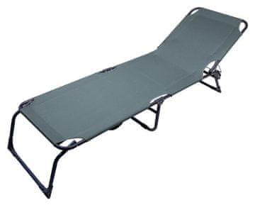 Cattara Zložljiv kamping ležalnik Cattara Berlin, siv, nastavljivo naslonjalo, 110 kg, 197×57 cm