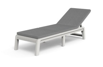 KETER Zložljiv vrtni ležalnik Keter Mallorca bel z oblazinjeno blazino, 4 položaji