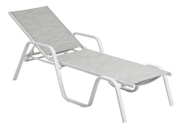 Kettler KETTLER BASIC PLUS aluminijast vrtni ležalnik, bel/svetlo siv, nosilnost 120 kg