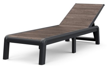 KETER Keter Deco Porto zložljiv ležalnik z nastavljivim naslonjalom, oreh/grafit