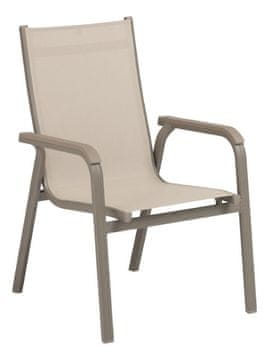 Kettler KETTLER BASIC PLUS zložljiv aluminijast vrtni stol, taupe/bež, 120 kg