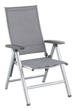 Kettler KETTLER CIRRUS nastavljiv zložljiv aluminijast vrtni stol, srebrno-siv, 150 kg