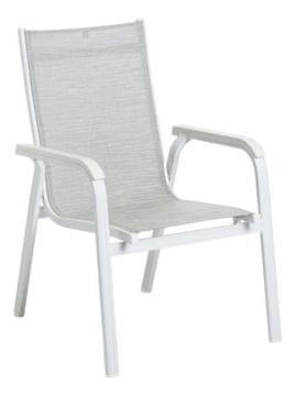 Kettler KETTLER BASIC PLUS zložljiv aluminijast vrtni naslanjač, bel/svetlo siv