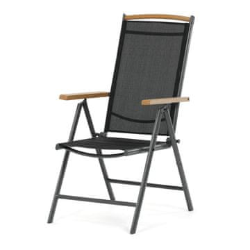 Autronic Zložljiv vrtni stol z nastavljivim naslonom, aluminij in mreža, siv, 55×72×107,5 cm