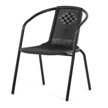 Autronic Zložljiv vrtni stol s kovinskim okvirjem in plastičnim sedežem, črn 55×59×72 cm