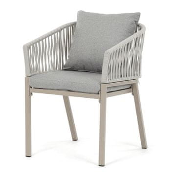 Autronic Bež zunanji stol s kovinskim ogrodjem in nasloni za roke, 57×61×75 cm