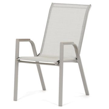 Autronic Zložljiv vrtni stol kovina/mrežica, bež, s polywood nasloni za roke 54×73×93 cm