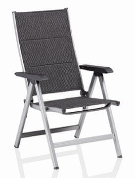 Kettler KETTLER Basic Plus Padded polohovalni zložljiv aluminijast vrtni stol srebrna/antracit
