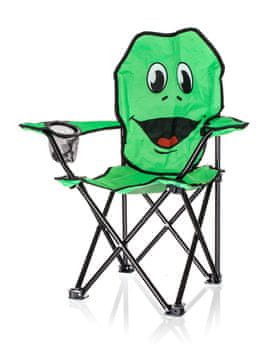 Happy Green Zložljiv otroški stol FROG – motiv žabe, kovinski okvir, nosilnost 35 kg