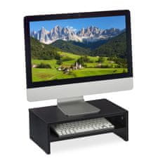 Northix Stojalo za monitor črno jeklo 40x20x10 cm z predalom